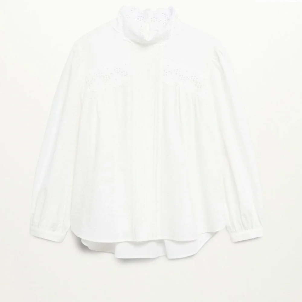 New with tags Mango poplin boho shirt peasant blouse openwork MNG sz xs HP❤️‍🔥 - Picture 2 of 9